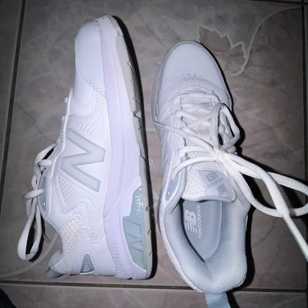 White & blue New Balance